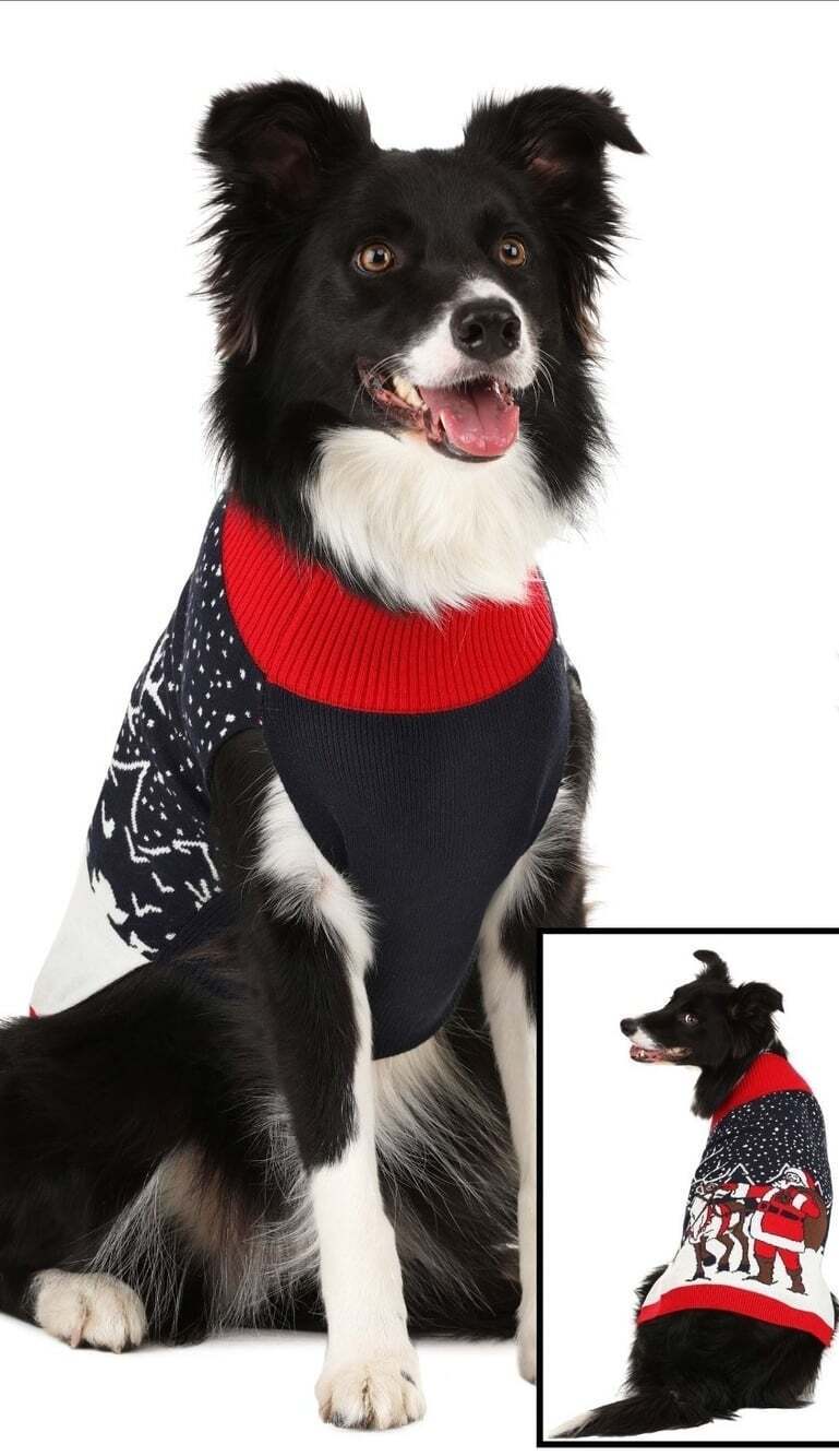 Reindeer & Santa Christmas Dog Sweater New NWT Small Xmas Holiday Cute - Picture 4 of 4